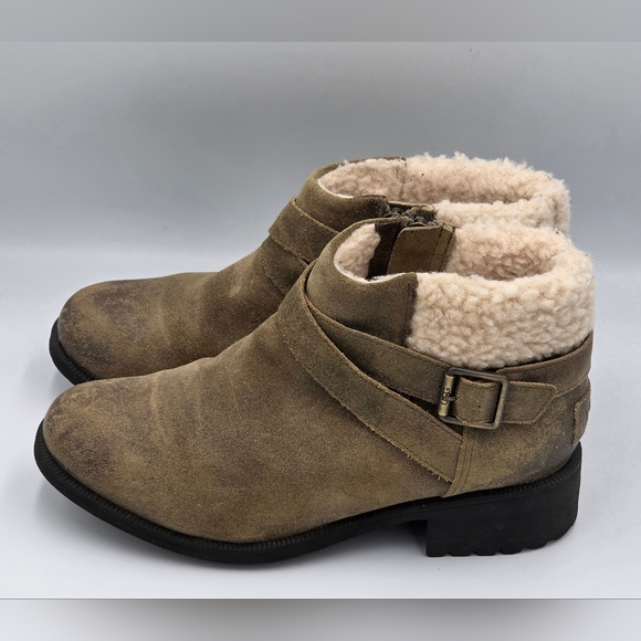 UGG Women's Benson 1095151 Distressed Ankle Boots Buckle Zip Size 7/EUR 38 /UK 5 - Picture 5 of 14